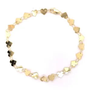 14K Gold Heart Mirror Link Bracelet