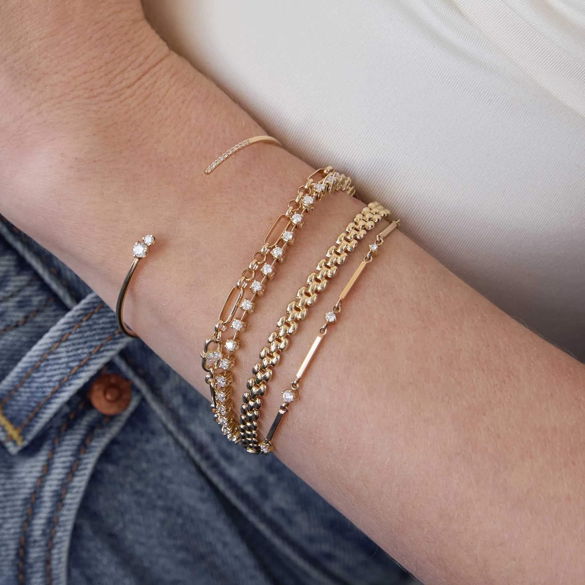 14k Gold Small Panther Chain Bracelet
