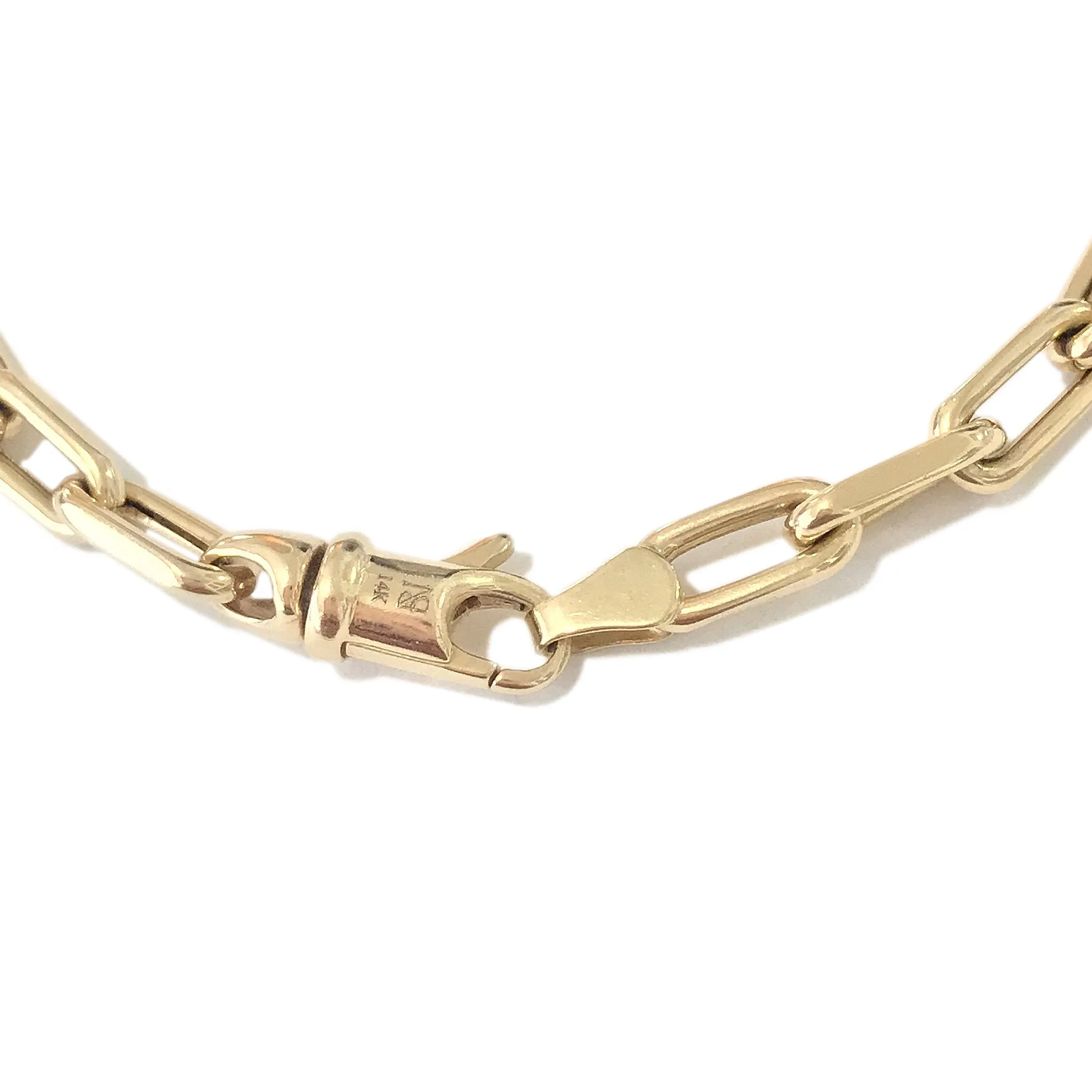 14K Gold Turquoise Thick Oval Link Bracelet