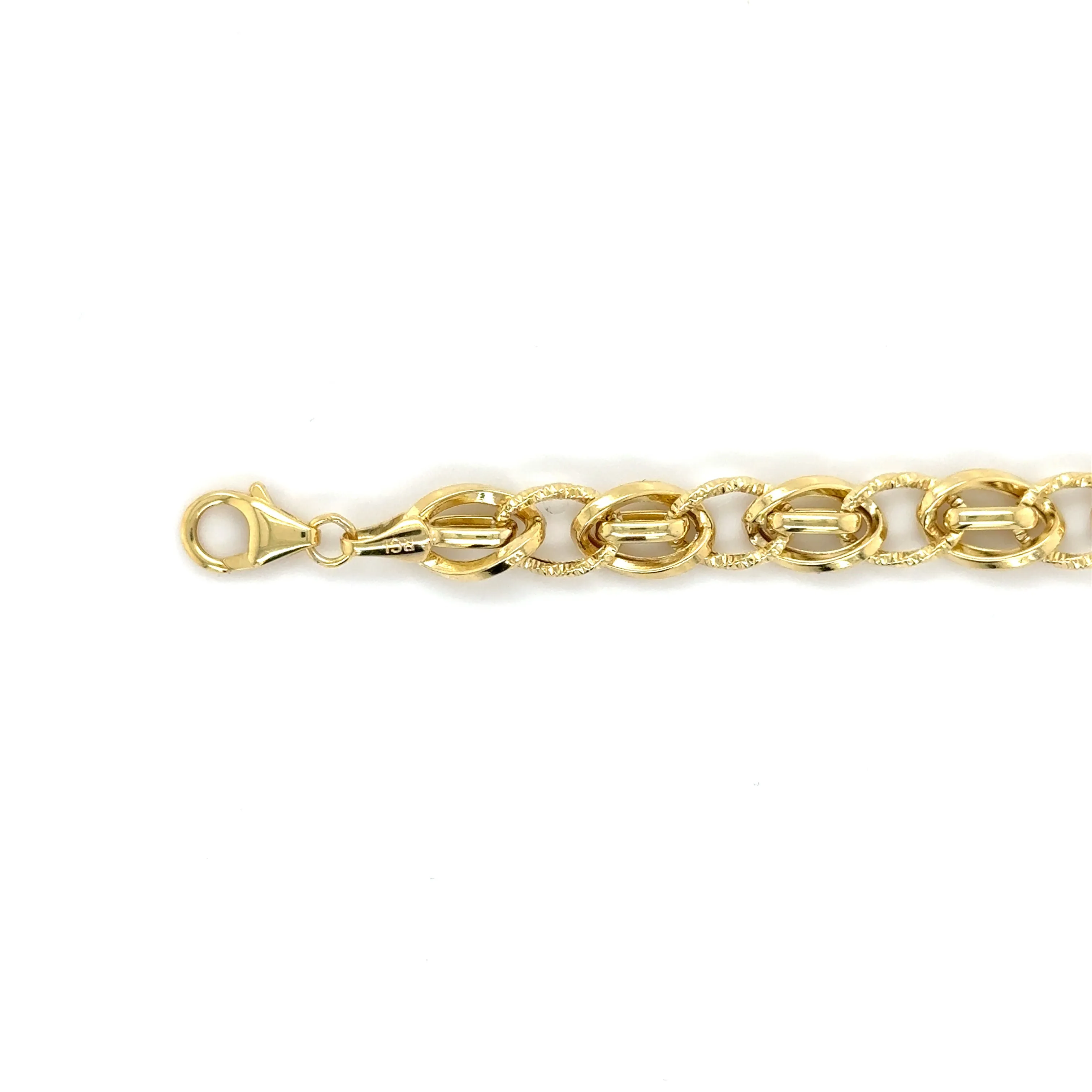 14K Gold Twisted Oval Link Bracelet