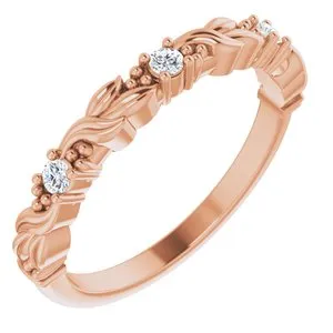 14K Rose 1/10 CTW Natural Diamond Sculptural Anniversary Band