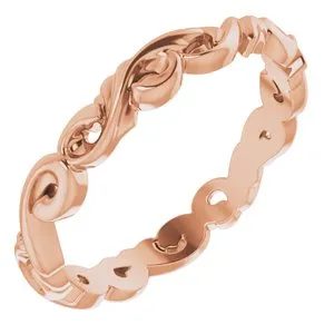 14K Rose 3 mm Sculptural-Inspired Scroll Design Band Size 7