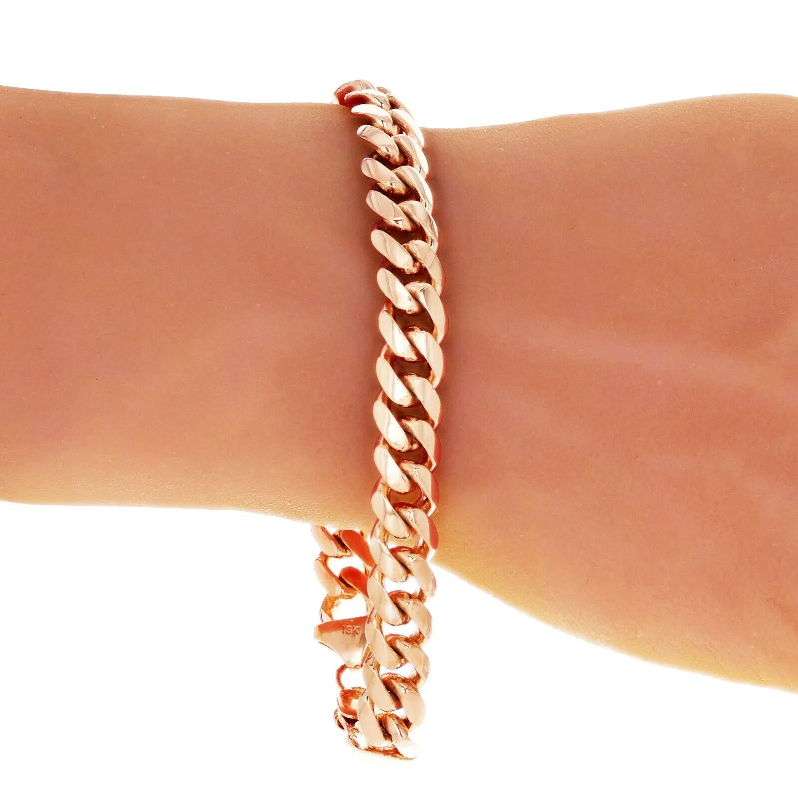 14k Rose Gold Solid Heavy Miami Cuban Chain Bracelet 7" 10mm 46.6 grams