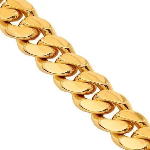 14K Solid Yellow Gold Mens Cuban Bracelet 9 mm