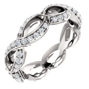 14K White 1/2 CTW Diamond Sculptural-Inspired Eternity Band Size 4