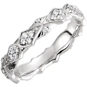 14K White 1/3 CTW Diamond Sculptural-Inspired Eternity Band Size 8