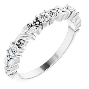 14K White 1/5 CTW Natural Diamond Sculptural Anniversary Band