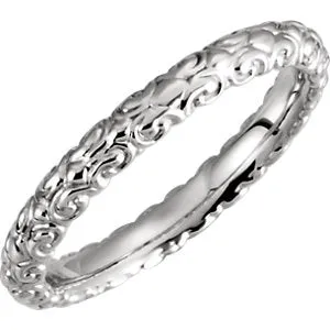14K White 2.9 mm Sculptural-Inspired Band Size 6.5