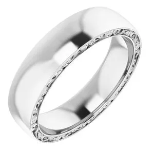 14K White 6 mm Sculptural  Band Size 10