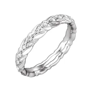 14k White Gold 1/5 CTW Diamond Sculptural-Inspired Eternity Band Size 7