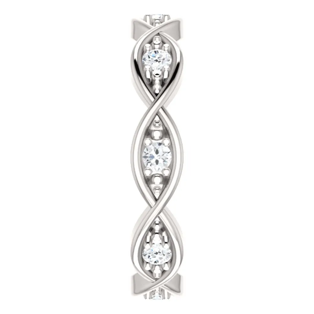 14k White Gold 1/6 CTW Diamond Infinity-Inspired Eternity Band 6.5