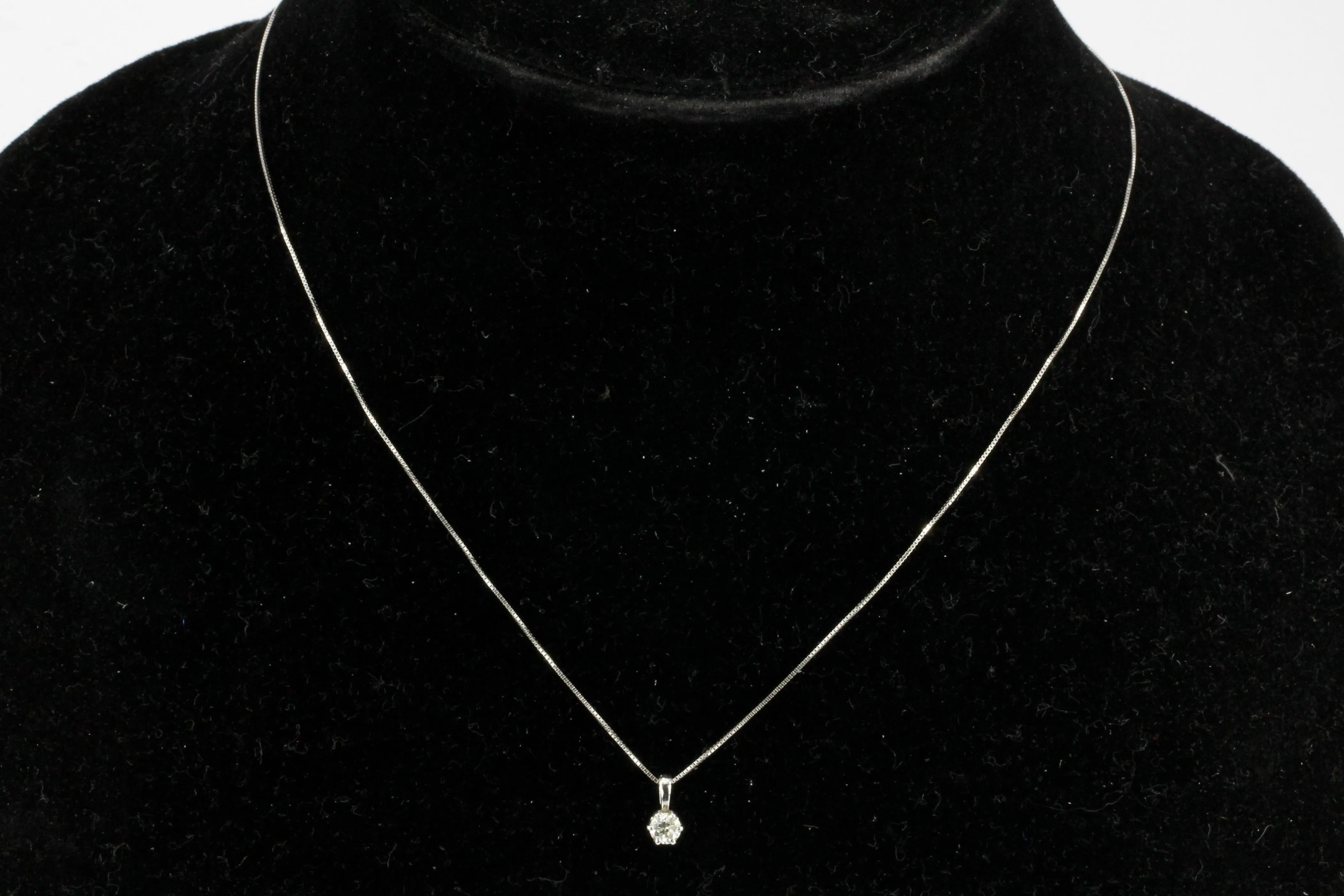14K White Gold .30 CT Diamond Solitaire Pendant