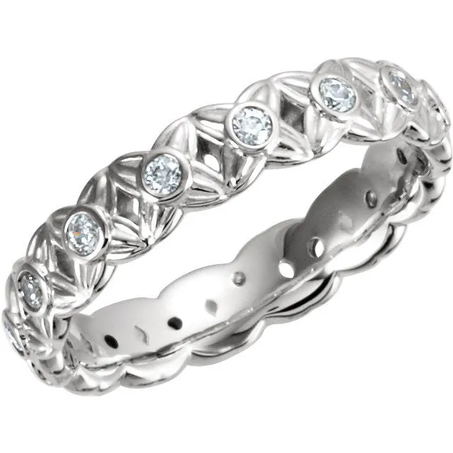 14k White Gold 3/8 CTW Diamond Sculptural-Inspired Eternity Band Size 5.5