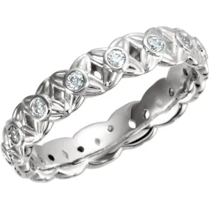 14k White Gold 3/8 CTW Diamond Sculptural-Inspired Eternity Band Size 5.5