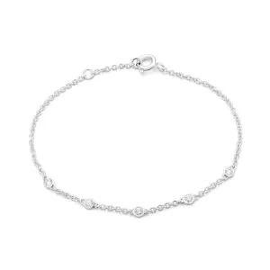 14k White Gold 5 Station Diamond Bracelet, 0.20 Ctw