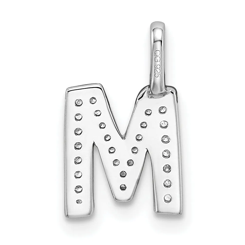 14K White Gold Diamond 0.092-CT Lower Case Style M Initial Charm