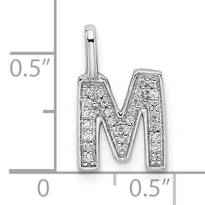 14K White Gold Diamond 0.092-CT Lower Case Style M Initial Charm