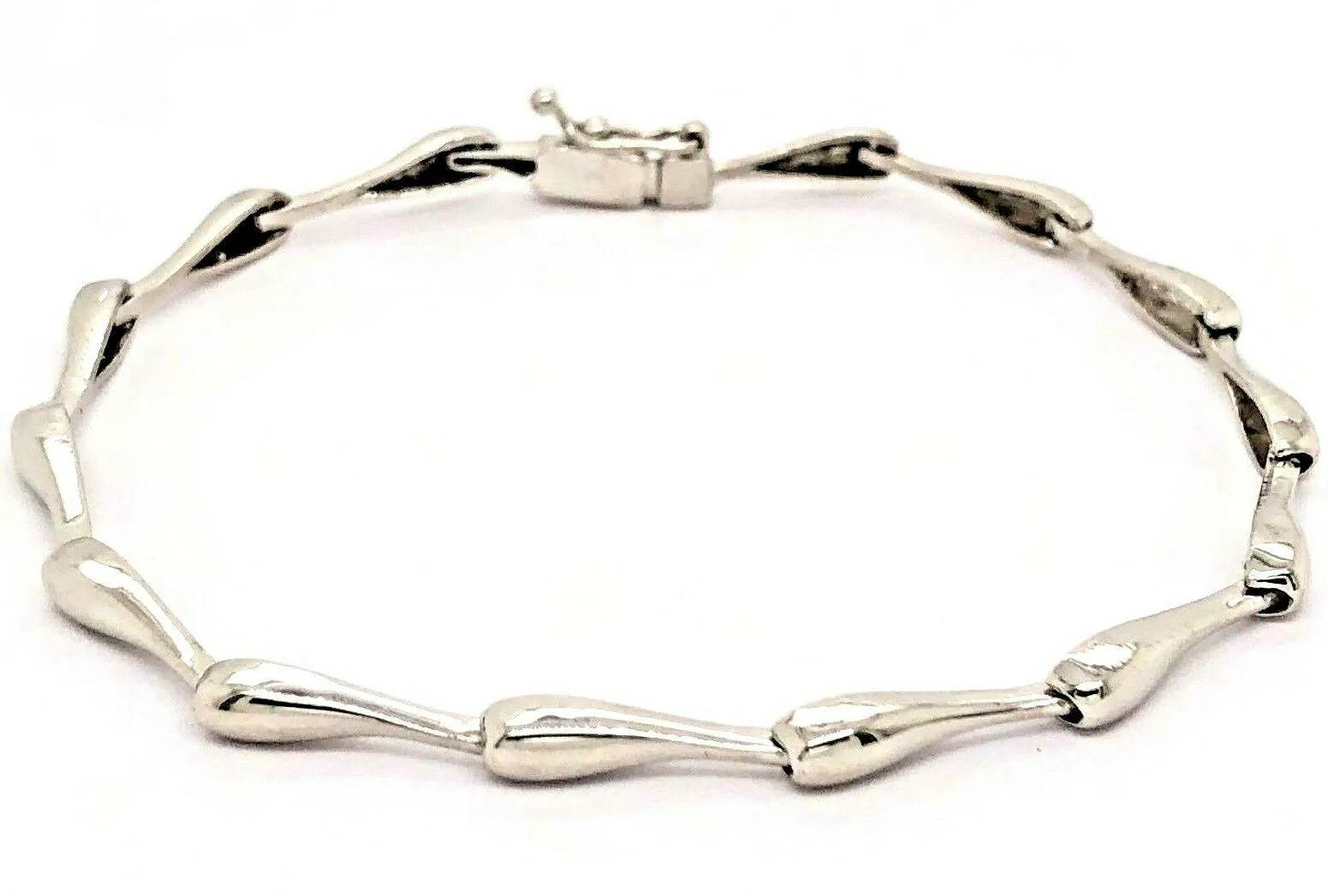 14k White Gold Handmade Fashion Link Bracelet 7" - 8.5" 3.15mm
