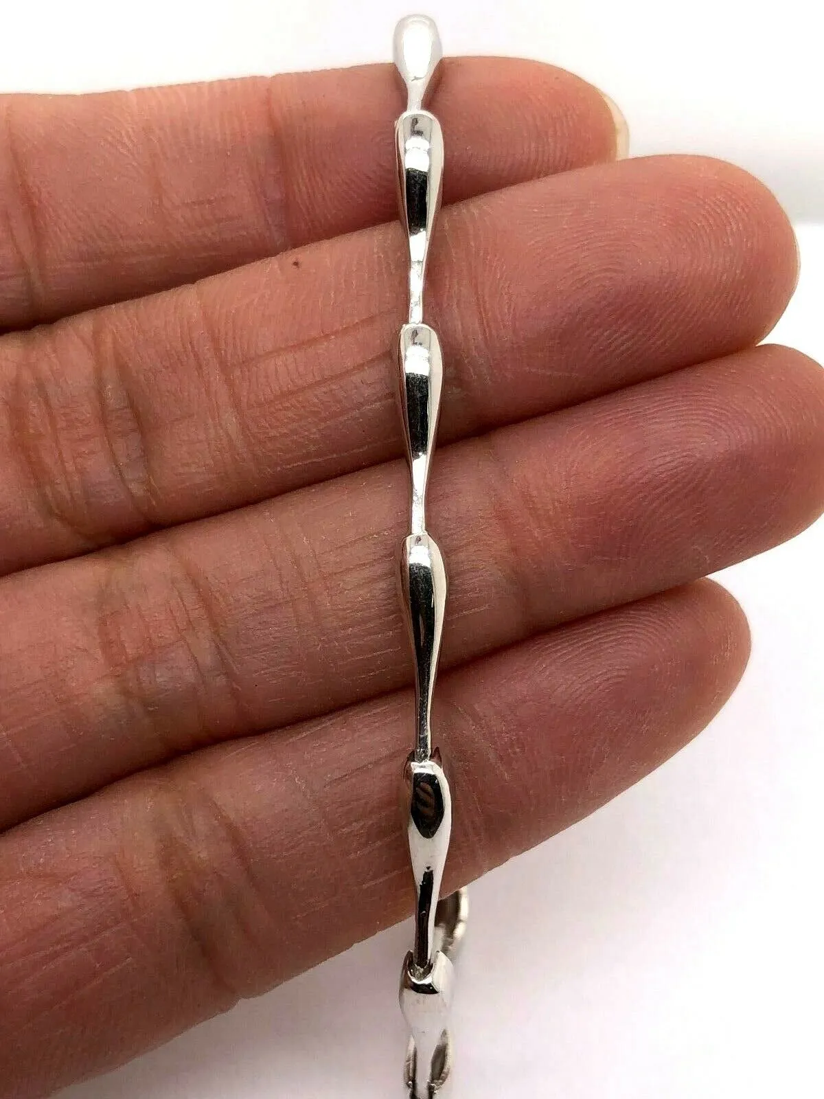 14k White Gold Handmade Fashion Link Bracelet 7" - 8.5" 3.15mm