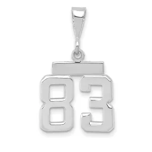 14k White Gold Polished Finish Small Size Number 83 Charm Pendant