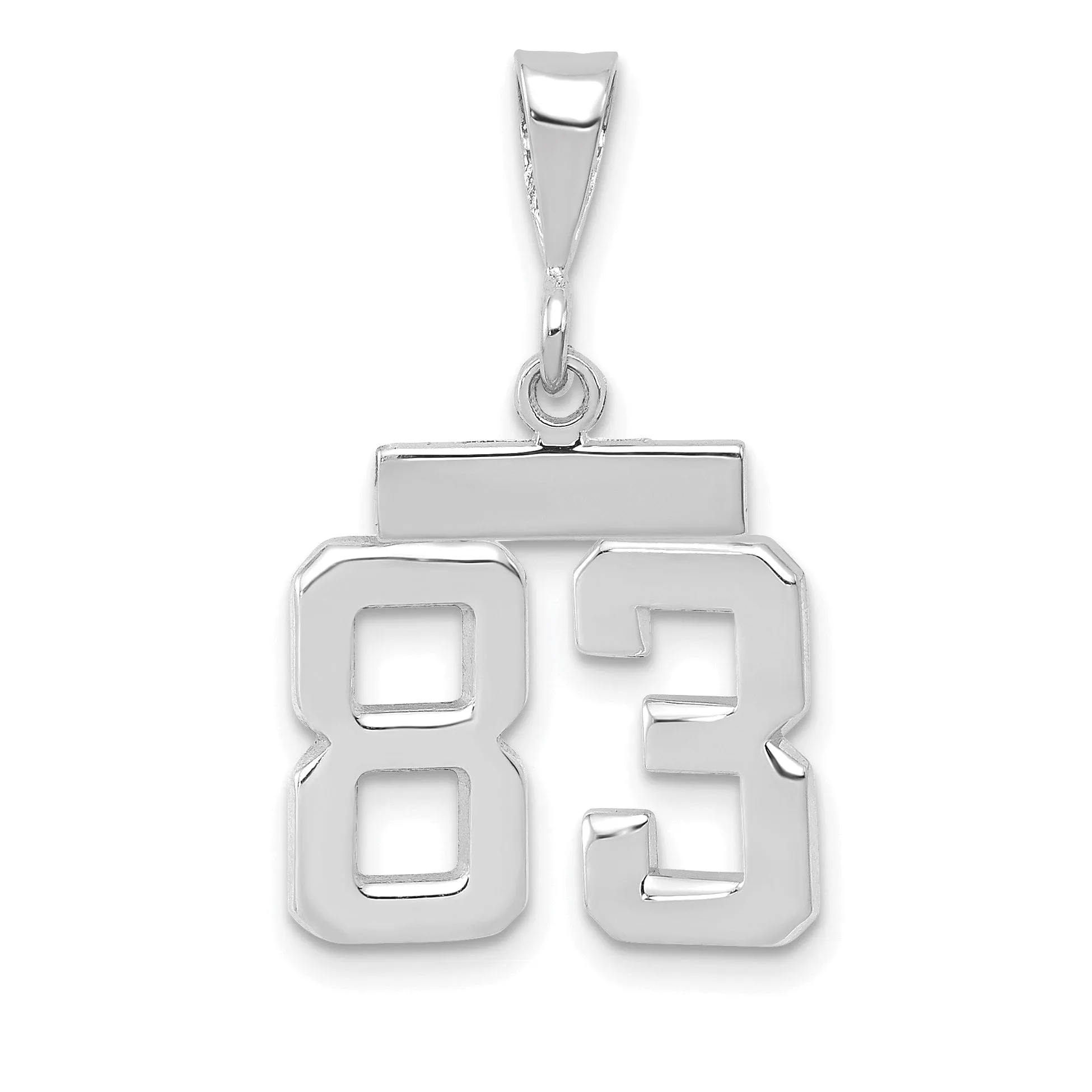 14k White Gold Polished Finish Small Size Number 83 Charm Pendant