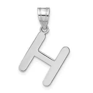 14k White Gold Slanted Design Bubble Letter H Initial Charm Pendant