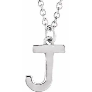 14K White Initial J Dangle 16" Necklace