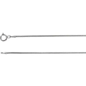 14K White Solid Snake 7" Chain