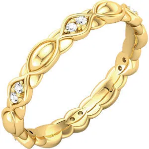 14K Yellow 1/8 CTW Diamond Sculptural-Inspired Eternity Band Size 5.5