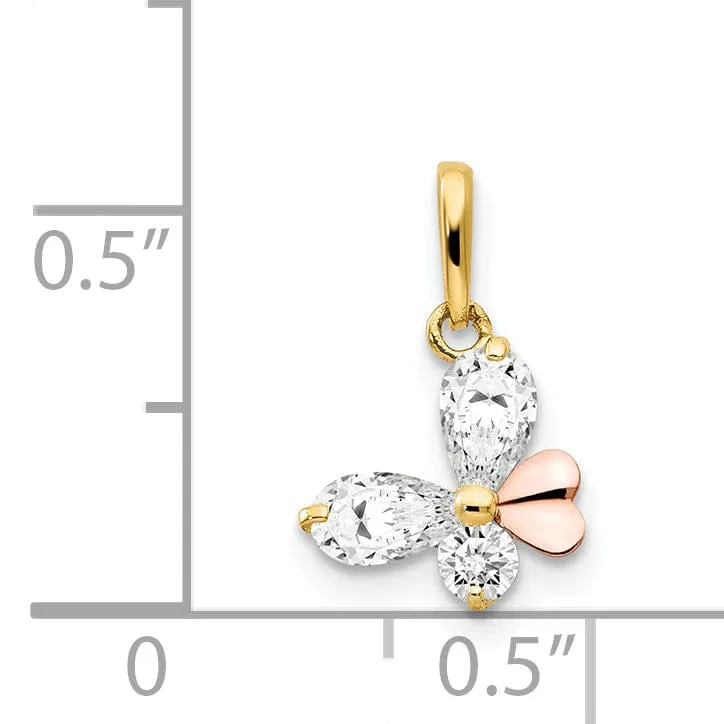 14k Yellow and Rose Gold Butterfly Pendant