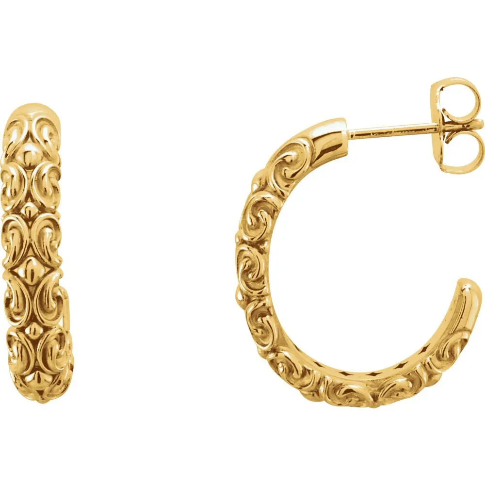 14k Yellow Gold 20x4.1mm Sculptural-Inspired Half-Hoop Earrings
