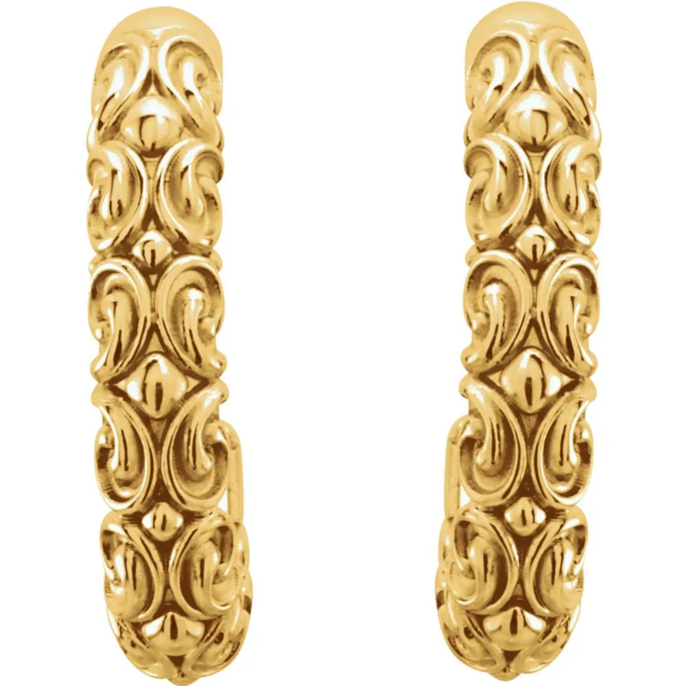 14k Yellow Gold 20x4.1mm Sculptural-Inspired Half-Hoop Earrings