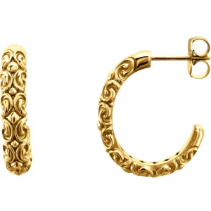 14k Yellow Gold 20x4.1mm Sculptural-Inspired Half-Hoop Earrings