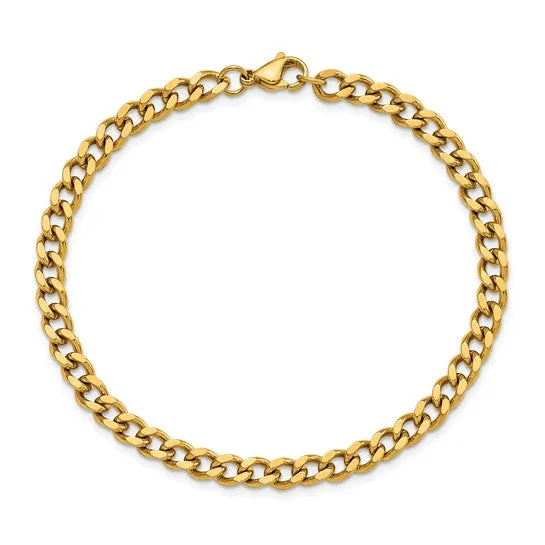 14K Yellow Gold 5MM Men's Curb Link Bracelet