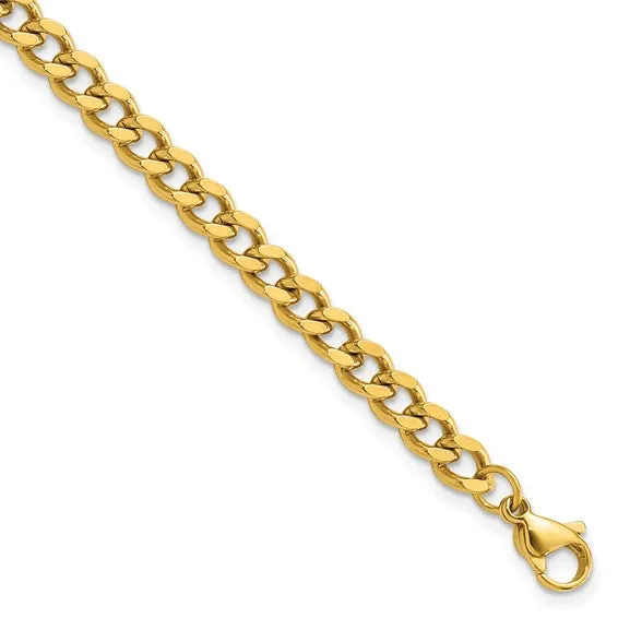 14K Yellow Gold 5MM Men's Curb Link Bracelet