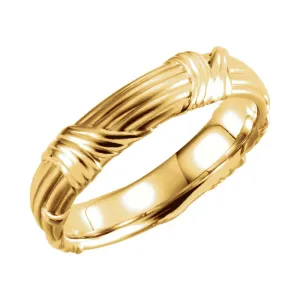 14k Yellow Gold 6mm Sculptural-Inspired Design Band Size 11