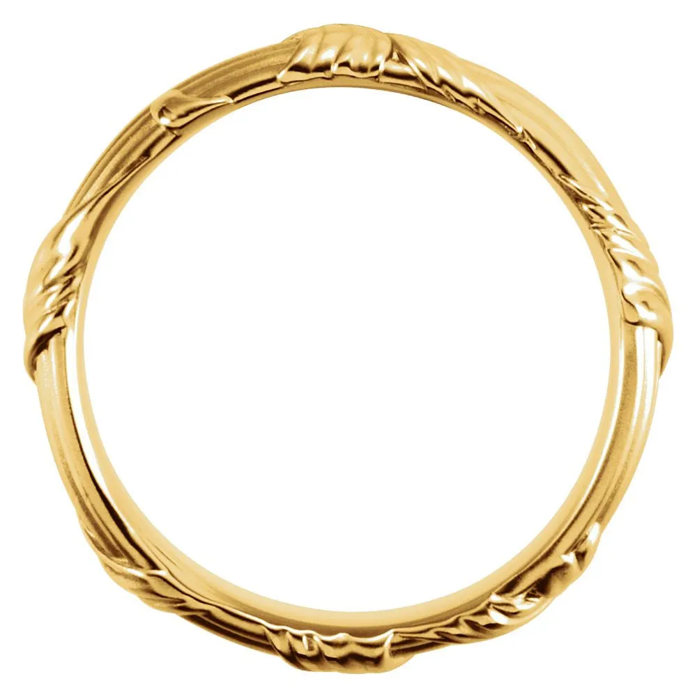 14k Yellow Gold 6mm Sculptural-Inspired Design Band Size 11