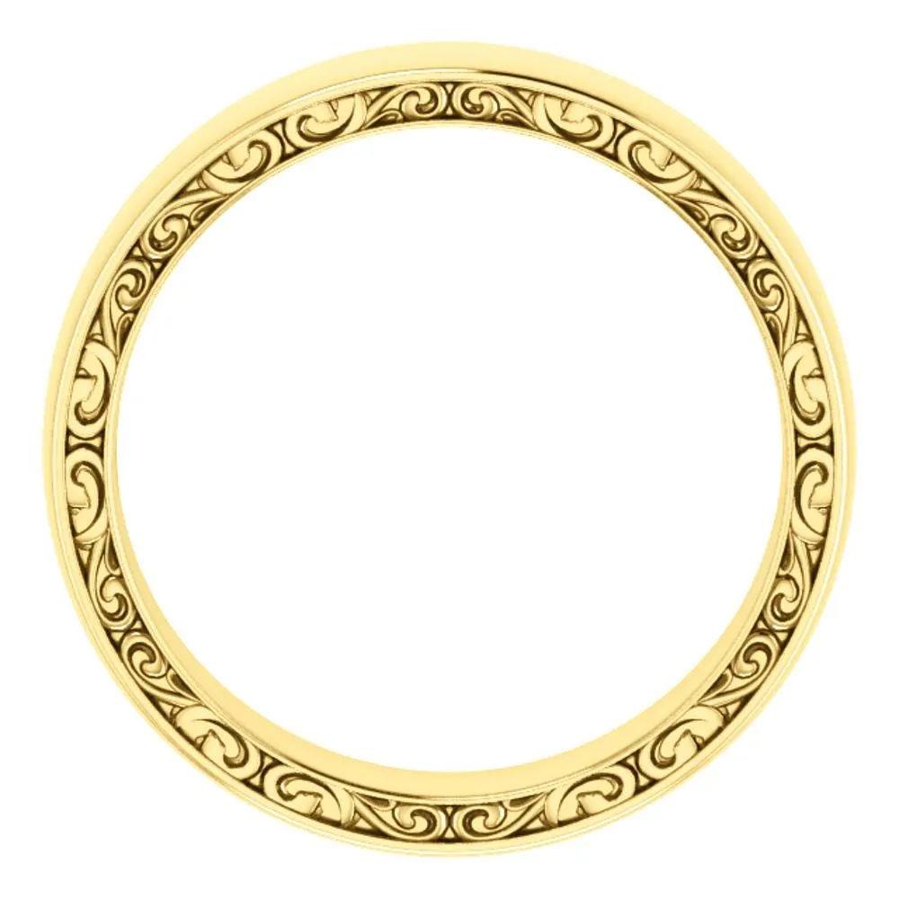 14k Yellow Gold 6mm Sculptural-Inspired Relief Pattern Band Size 11