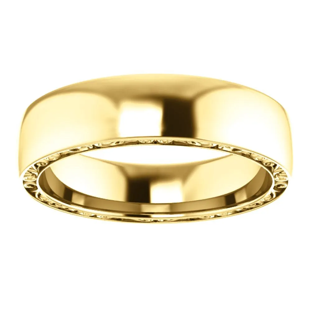 14k Yellow Gold 6mm Sculptural-Inspired Relief Pattern Band Size 11