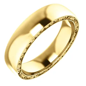 14k Yellow Gold 6mm Sculptural-Inspired Relief Pattern Band Size 11