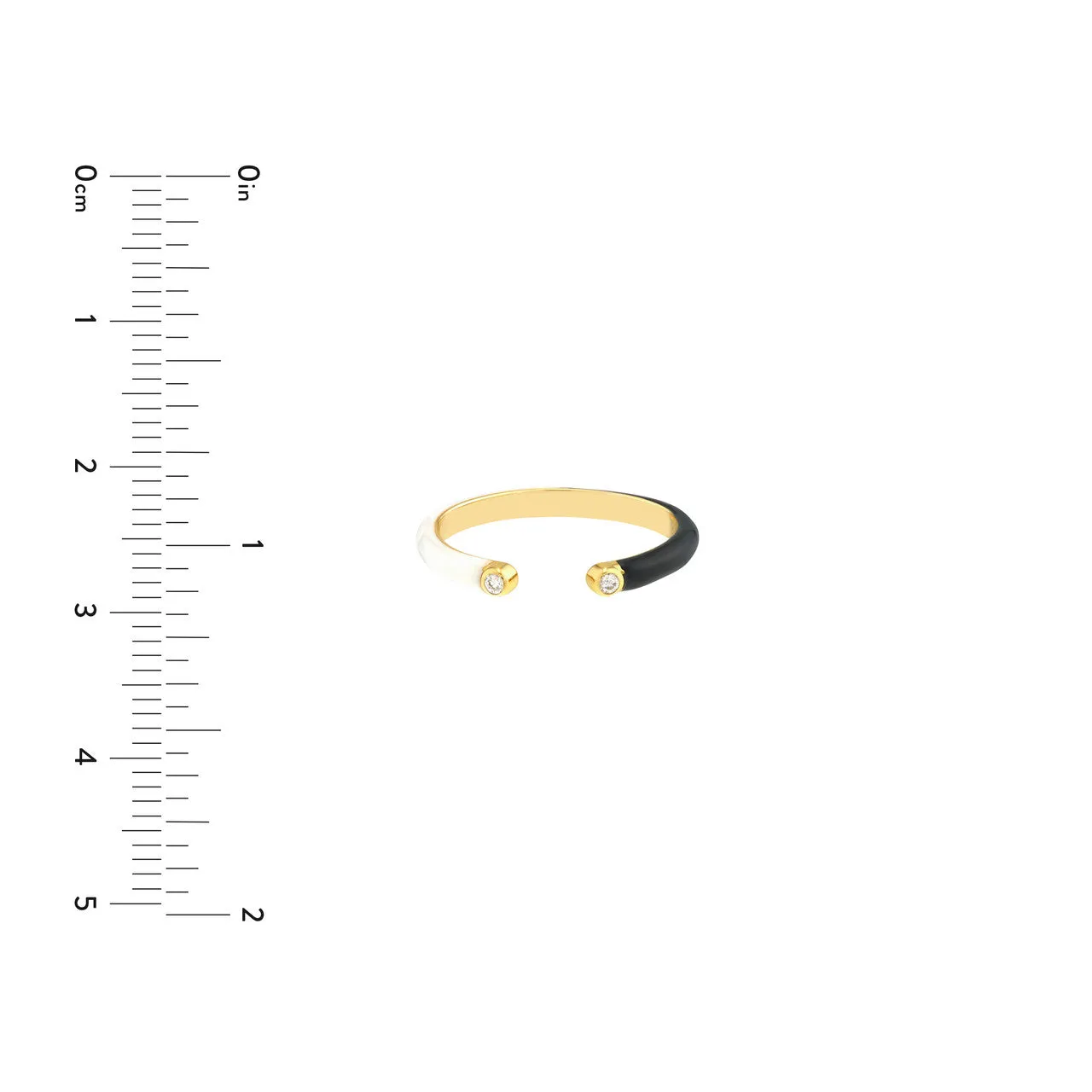 14K yellow Gold Black & White Enamel Bezel Diamond Band