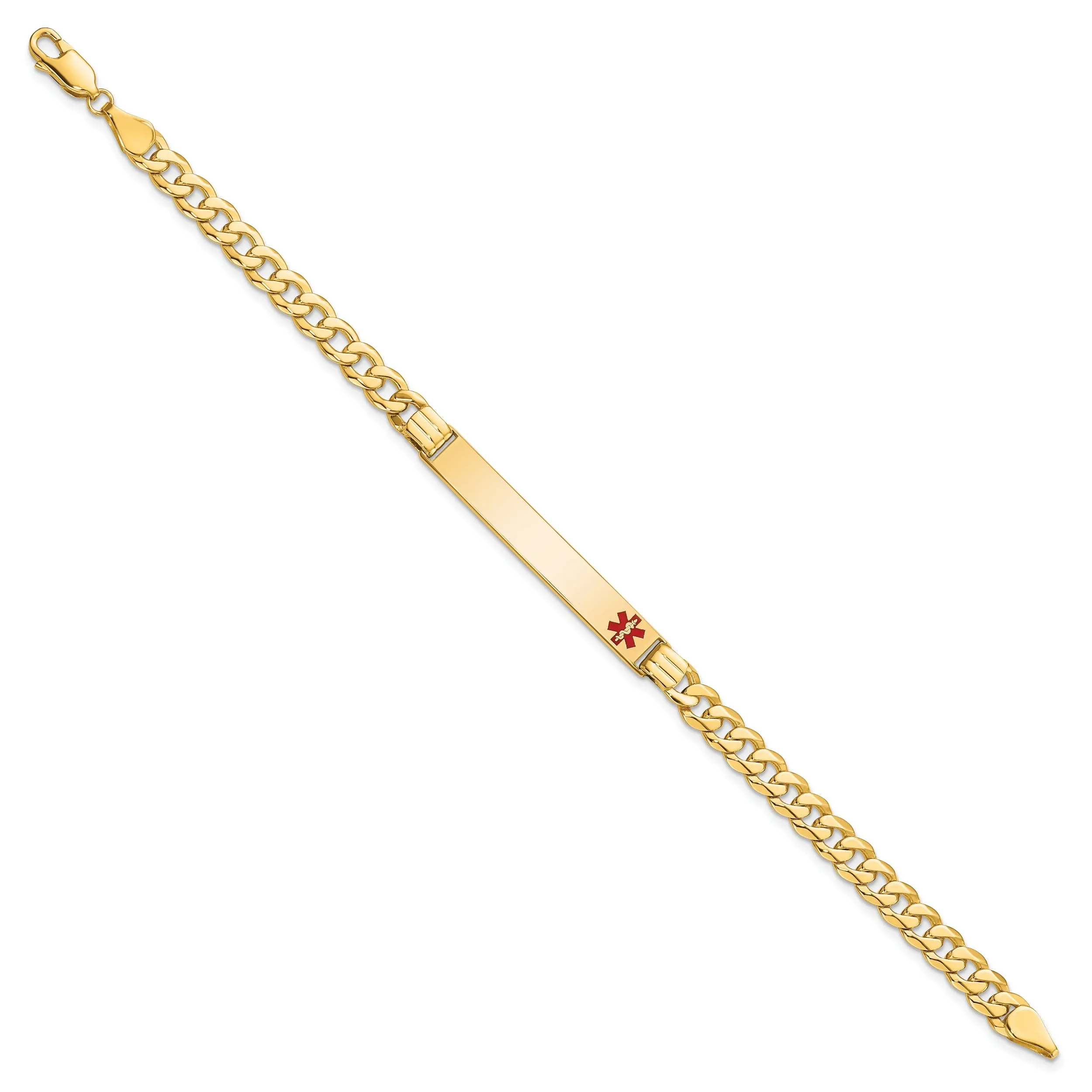 14K Yellow Gold Curb Link Medical ID Bracelet