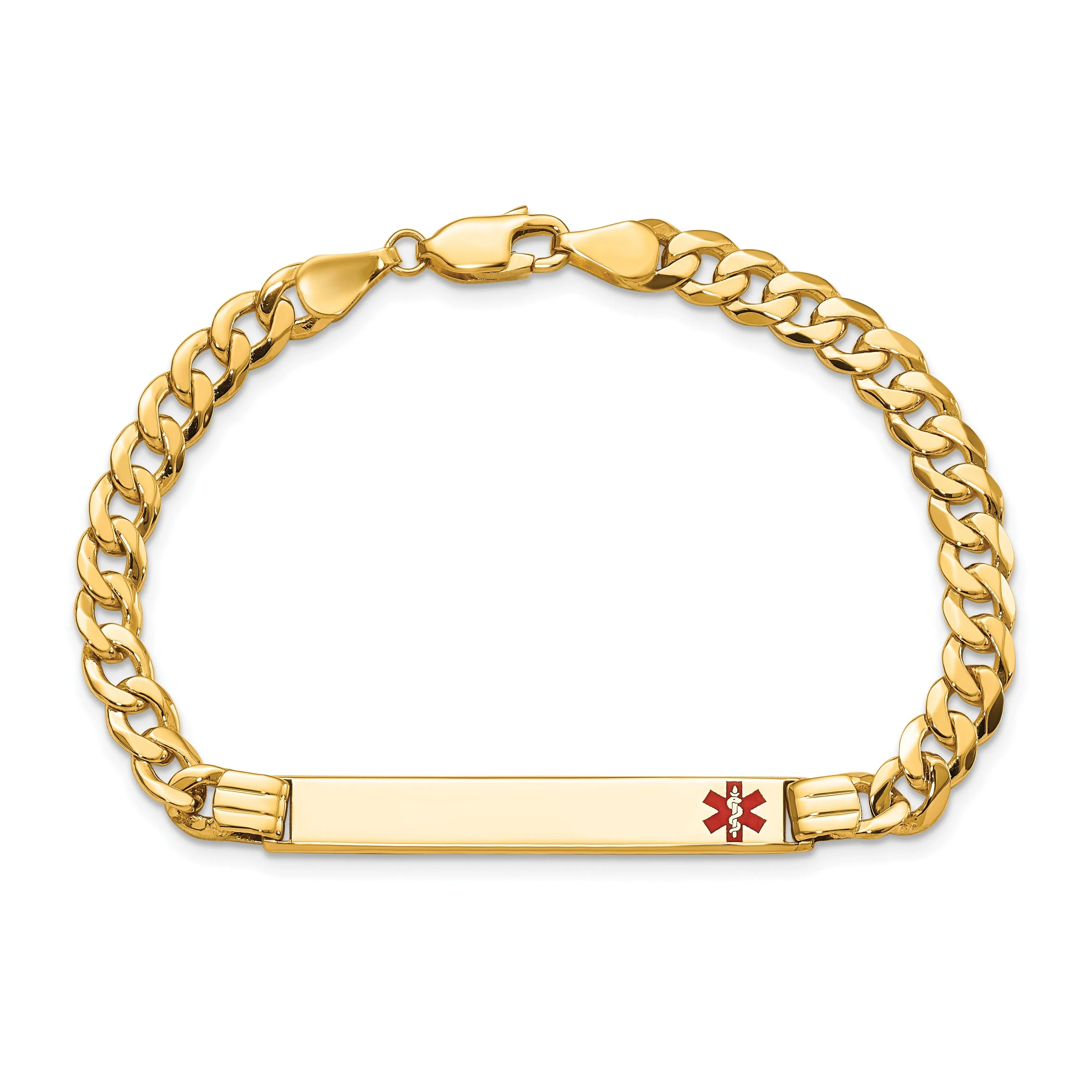 14K Yellow Gold Curb Link Medical ID Bracelet