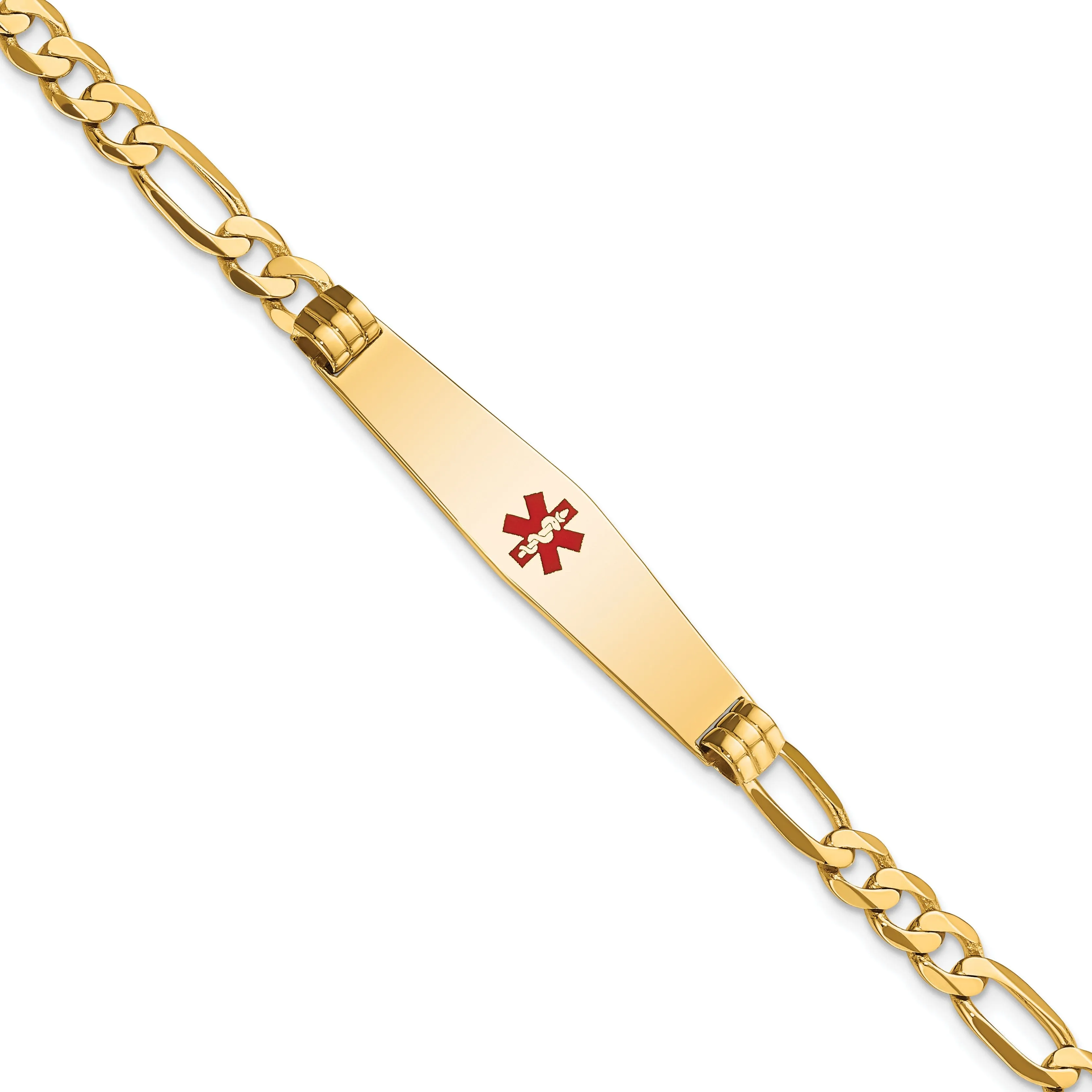 14K Yellow Gold Figaro Link Medical ID Bracelet
