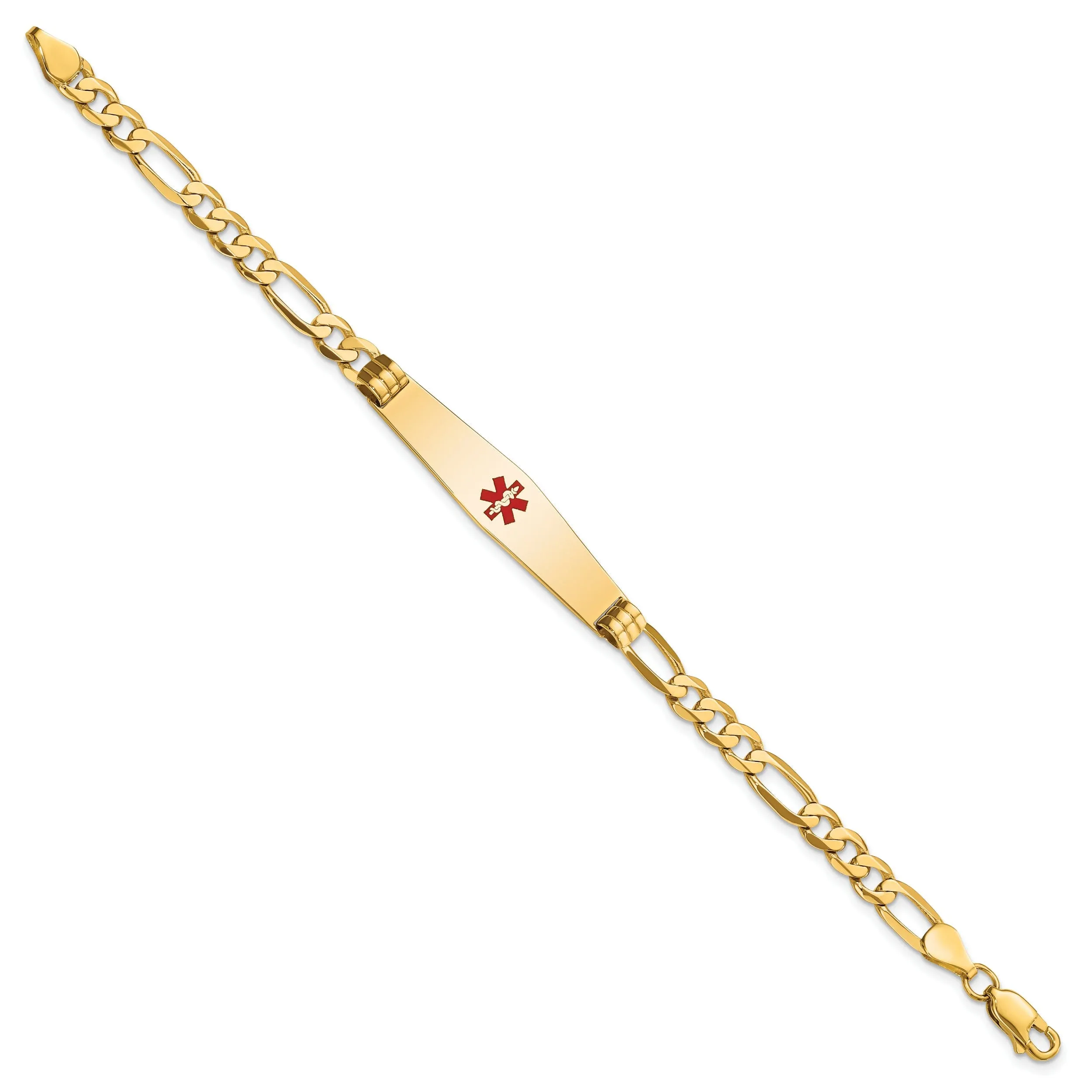 14K Yellow Gold Figaro Link Medical ID Bracelet