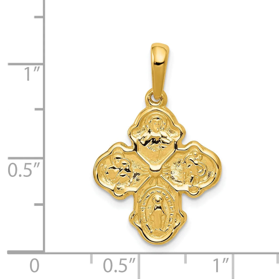 14k Yellow Gold Four Way Medal Pendant