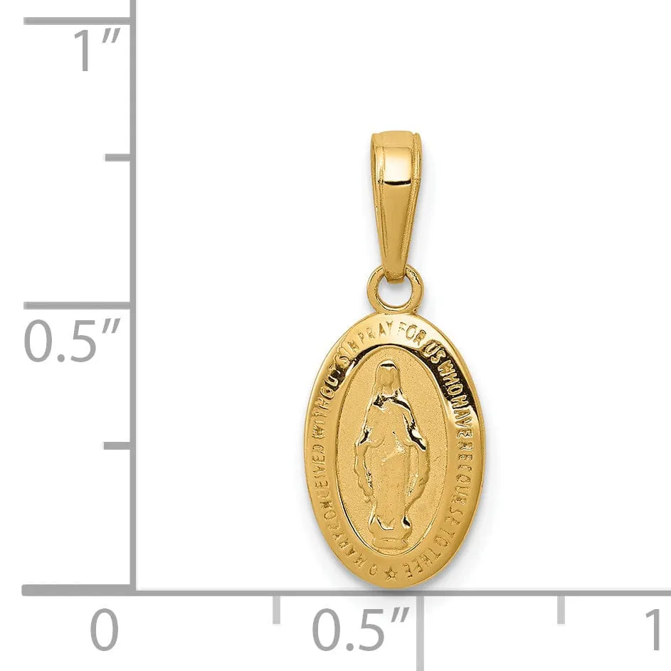 14k Yellow Gold Miraculous Medal Pendant