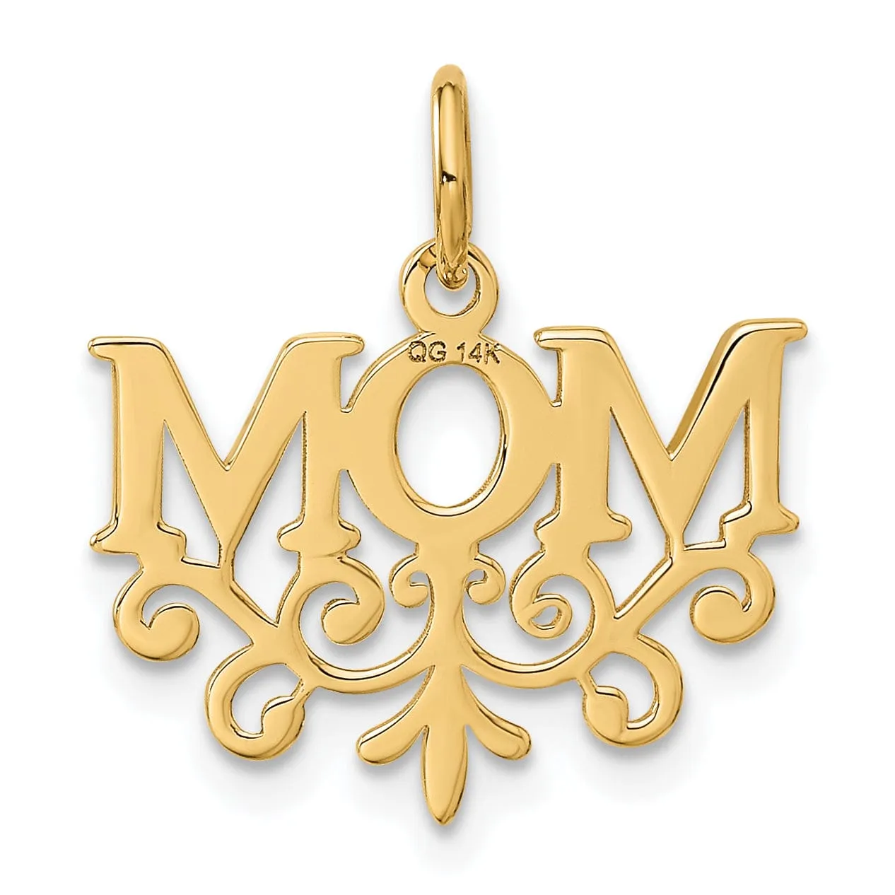 14k Yellow Gold Mom Charm Pendant