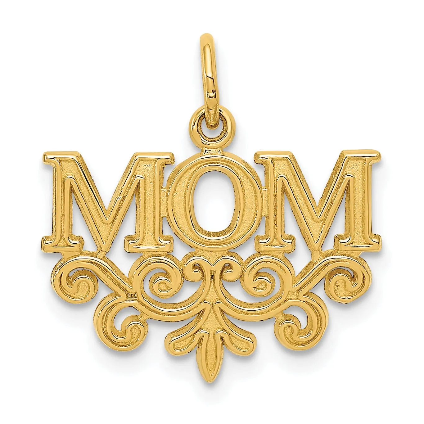 14k Yellow Gold Mom Charm Pendant