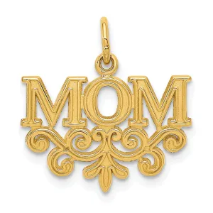 14k Yellow Gold Mom Charm Pendant